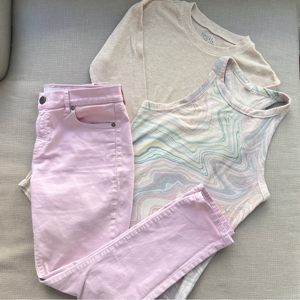 Set of Loft pink pants with matching tops